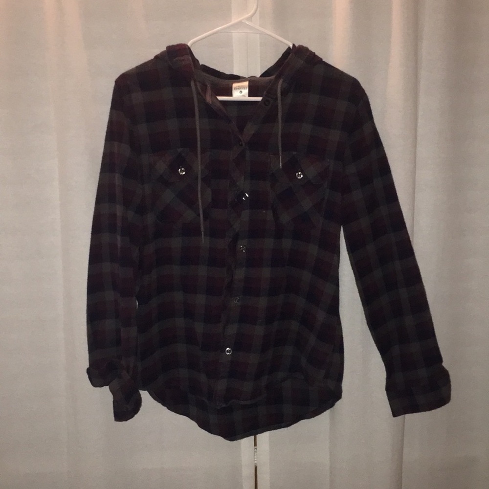 button up flannel with hoodie